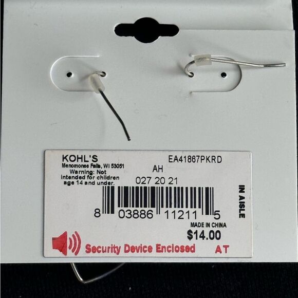 Kohl’s COLOR Silver Tone Fish Hook Peach Dangling Stone Earrings 2in - Picture 6 of 7